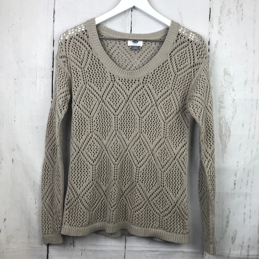 Old Navy Loose Knit Crochet Pullover Sweater Women Sz S